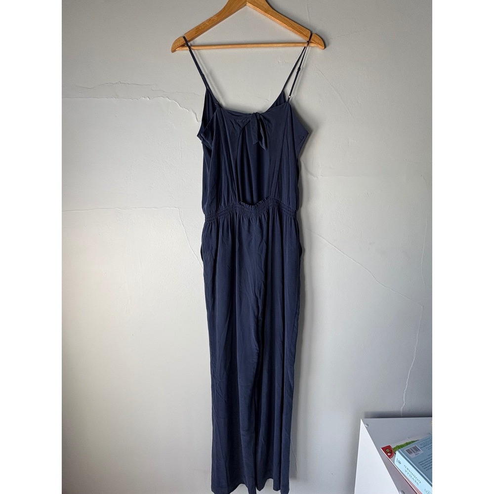 Joie‎ Navy Blue 100% Silk Spaghetti Strap Jumpsuit Size M - Picture 4 of 6